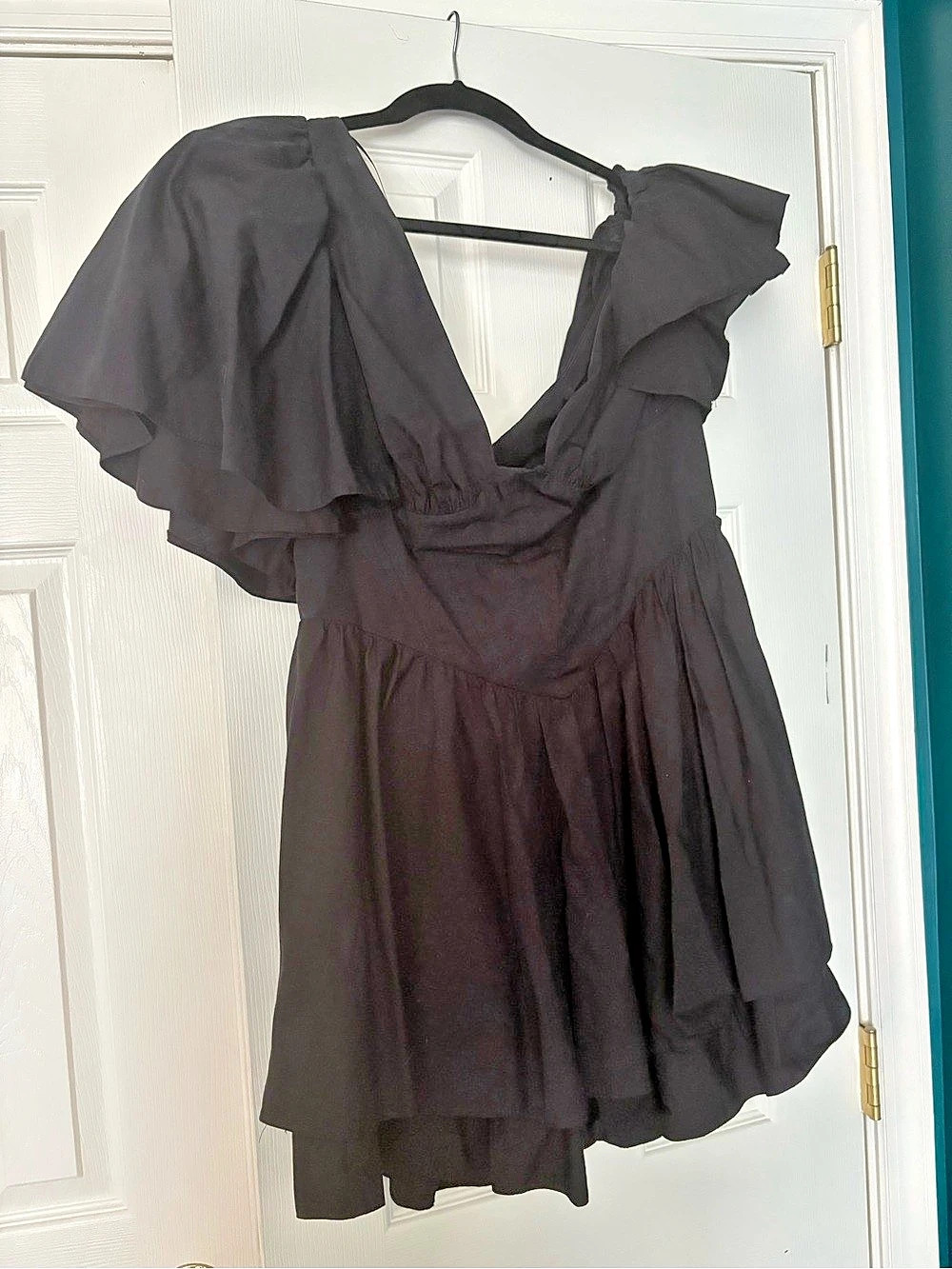 ASOS Luxe Corset Detail Mini Dress with Asymmetrical Ruffle Sleeves